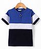 Rikidoos Half Sleeves Colour Blocked Tee - Blue & Black