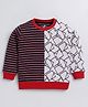 CUTOPIES Cotton Full Sleeves Striped & Abstract Printed Fleece Sweatshirt -Maroon