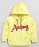 CUTOPIES Cotton Full Sleeves Academy Text Printed Hooded Sweatshirt - Yellow
