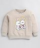 CUTOPIES Full Sleeves Rabbits & Heart Printed Sweatshirt - Beige