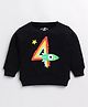 CUTOPIES Full Sleeves Space Theme & Number Printed Sweatshirt - Black