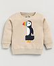 CUTOPIES Full Sleeves Bird & Number Printed Sweatshirt - Beige