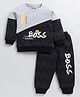 CUTOPIES Cotton Full Sleeves Colour Blocked & Boss Text Printed Sweatshirt With Joggers Set - Grey