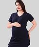 TUMMY Viscose Half Sleeves Solid Maternity Tee - Navy Blue
