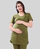 TUMMY Viscose Half Sleeves Solid Maternity Tee - Green