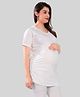 TUMMY Viscose Half Sleeves Solid Maternity Tee - White