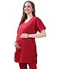 TUMMY Viscose Half Sleeves Solid Maternity Tee - Red