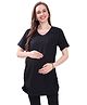 TUMMY Viscose Half Sleeves Solid Maternity Tee - Black