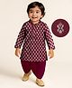EARTHY TOUCH Single Jersey Knit Full Sleeves Kurta Dhoti Set with Foil Print - Maroon