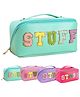 House of Quirk Large-Capacity Travel Cosmetic Bag Multi-Layer Chenille Letter Makeup Bag Toiletry Bag Organizer Women Skincare Toiletries Bag-Blue