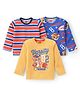 Babyhug Cotton Knit Full Sleeves T-Shirts With Teddy Print Pack of 3  - Red Yellow & Blue