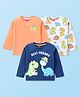Babyhug Cotton Knit Full Sleeves T-Shirt With Dino Print Pack of 3- Navy Blue Orange & White