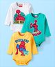 Babyhug Marvel Interlock Knit Full Sleeves Spider Man Printed Onesies Pack of 3 - Yellow Blue & White