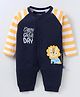 Mini Taurus Interlock Knit Full Sleeves Romper with Lion Print  - Navy Blue