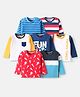 Babyhug Cotton Knit Full Sleeves T-Shirts with Stripes & Text Print Pack of 7 - Multicolor