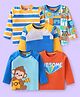 Babyhug Cotton Knit Raglan Sleeves T-Shirts With Stripes Vehicle & Animal Print Pack Of 5 - Blue Yellow Orange