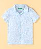 UCB Viscose Woven Half Sleeves Printed Shirt - Light Blue