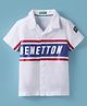 UCB Cotton Woven Half Sleeves Text Printed Shirt - White