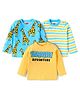 Babyhug Cotton Knit Full Sleeves T-Shirts With Strips & Animal Print Pack of 3 - Light Blue & Orange