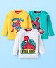 Babyhug Marvel Single Jersey Knit Full Sleeves T-Shirts With Spider Man Graphics Pack of 3 - Yellow White & Blue