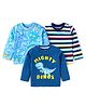 Babyhug Cotton Knit Full Sleeves T-Shirts with Stripes &   Dino Graphics Pack of 3 - Blue