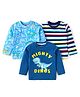 Babyhug Cotton Knit Full Sleeves T-Shirts with Stripes &   Dino Graphics Pack of 3 - Blue