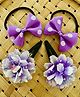 Kalacaree Set Of 2 Polka Dots Printed Bow Detailed Rubber Bands & Flower Tic Tac Clips - Pink