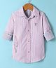 Under Fourteen Only Full Sleeves Striped Typography Printed Shirt - Red