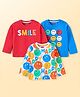 Babyhug Cotton Knit Full Sleeves Smiley Printed T-Shirts Pack of 3 - Red Blue & White