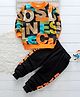 Googo Gaaga Cotton Full Sleeves Text Printed Sweatshirt With Joggers Set - Orange