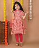 Kinder Kids Cotton Half Sleeves Floral Motif Printed & Gota Lace Embellished Kurta Leggings With Dupatta - Pink