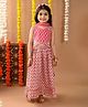 Kinder Kids Cotton Sleeveless Floral Motif Printed & Gotta Lace Embellished Lehenga Choli With Dupatta - Pink