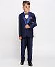 KIDS ISLAND Full Sleeves Solid Coordinating 4 Piece Party Suit With Bow Tie - Royal Blue