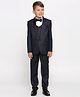 KIDS ISLAND Full Sleeves Shimmered Coordinating 4 Piece Party Suit With Bow Tie - Navy Blue