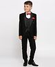 KIDS ISLAND Full Sleeves Solid Coordinating 4 Piece Party Suit With Bow Tie - Black