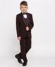 KIDS ISLAND Full Sleeves Broach Embellished 4 Piece Party Suit Set - Maroon