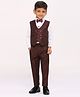 KIDS ISLAND Full Sleeves Shimmered 3 Piece Party Suit Set - Maroon