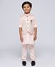 KIDS ISLAND Cotton Full Sleeves Solid Kurta Pyjama With Sequins & Broach Embellished Jacket Set - Peach