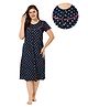 Piu Cotton Half Sleeves Polka Dots Printed Front Open Maternity Nighty - Blue