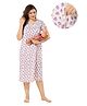 Piu Feeding Cotton Half Sleeves Penguin Printed Nighty - Purple