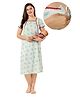 Piu Cotton Half Sleeves Watermelon Printed Feeding Nighty With Concealed Zipper Nursing Access - Green