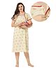 Piu Cotton Half Sleeves Watermelon Printed Feeding Nighty With Concealed Zipper Nursing Access - Yellow