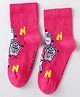 Mustang Knit Ankle Length Socks with Minions Design - Fuchsia