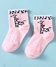 Mustang Cotton Knit Ankle Length Socks with Giraffe Design - Pink