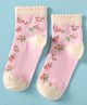 Mustang Cotton Knit Ankle Length Socks with Floral Design - Pink