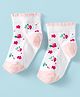 Mustang Knit Ankle Length Socks With Floral Design - White