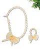 Funkrafts Floral Pearl Beaded Necklace With Bracelet Jewellery Set - Off White