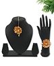 Funkrafts Ethnic Pearl Maangteeka With Bracelet Jewellery Set - Golden