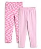 Plan B Pack Of 2 Checked & Side Taped Leggings - Pink