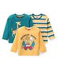 Babyhug Cotton Knit  Full Sleeves T-Shirt with Giraffe & Car Print Pack of 3 - Teal Blue & Yellow